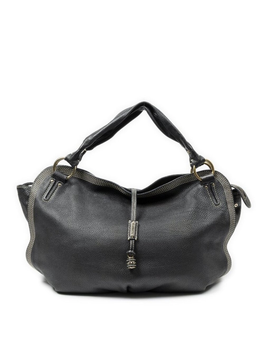 Celine Large Bitter Sweet Black Gray Leather Shoulder Bag